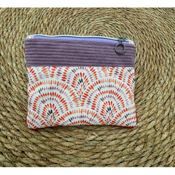 Trousse Ana en velours artisanal mauve iris