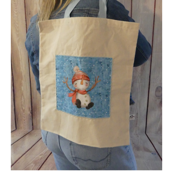 Tote bag bonhomme de neige bleu