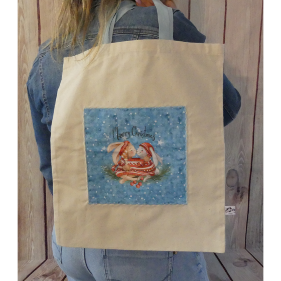 Tote bag de Noël duo lapins