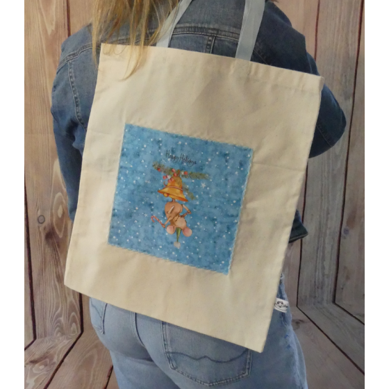 Tote bag de Noël souris